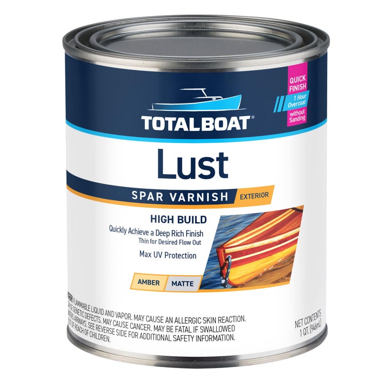 TotalBoat Lust Marine Varnish, High Gloss and Matte Finish for Wood, Boats, Outdoor Furniture (Matte, Quart) - Image 1